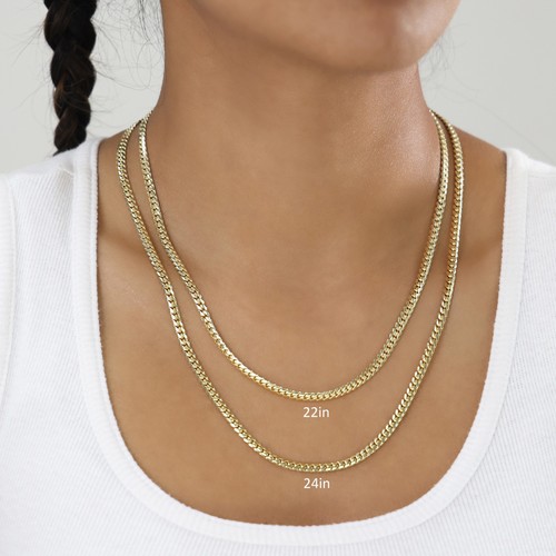 18K Yellow Gold Solid 4mm Miami Cuban Link Chain Necklace Womens 16" - Picture 3 of 10