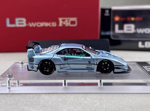 BN Star 1:64 Ice Blue F40 LBWK Acrylic Base Sports Model Diecast Metal Car  - Picture 3 of 10