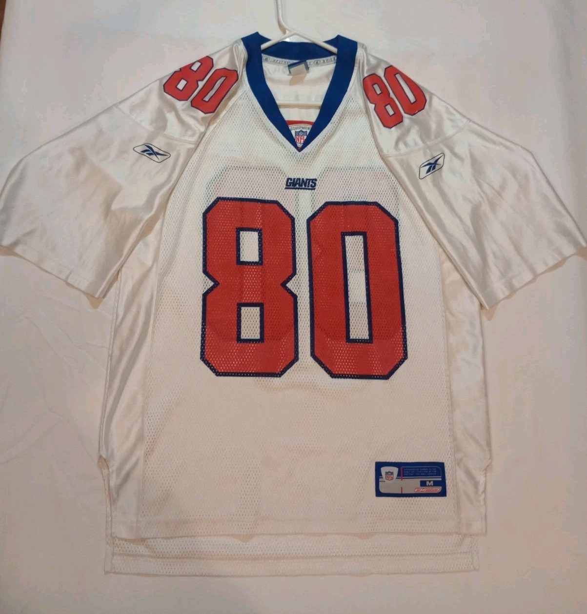 New York Giants Jersey #80 Jeremy Shockey Medium White NFL On Field Equipment 