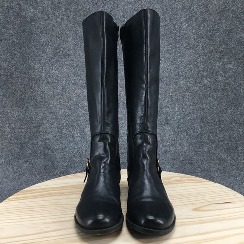 Me Too Boots Womens 11 M Dee Tall Riding Black Leather Buckle Side Zip Heels - Picture 4 of 17