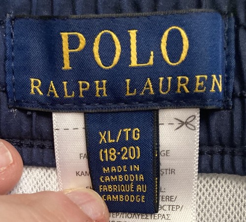 Polo Ralph Lauren Boys Sz XL(18-20) Swim Trunks Navy/White/Lt Blue Stripe - Picture 3 of 4