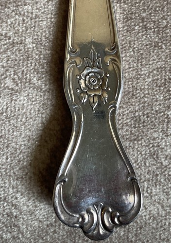Vintage Old Company Plate Engraved Retro Floral Rustic Slotted Serving Spoon - Picture 5 of 6