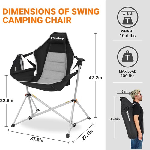 KingCamp Hammock Chair with Footrest, Swinging Portable Folding Camping Chair... - Picture 3 of 7