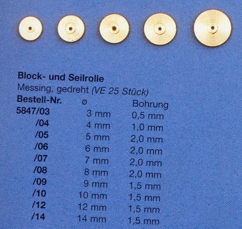 Blockrolle und Seilrolle 25 Stück Messing NEU Seilrollen Blockrollen - Picture 2 of 11