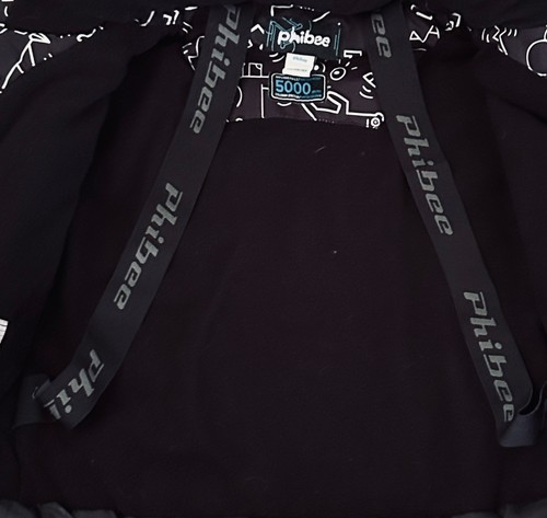 PHIBEE Jacket Boy Size 12 Youth Black Ski Waterproof 5000 mm Thumb Holes VGC - Picture 14 of 19