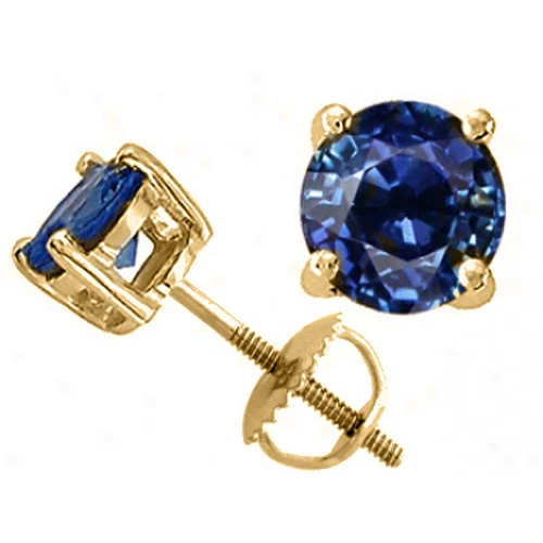 Blue sapphire stud earrings cheap yellow gold