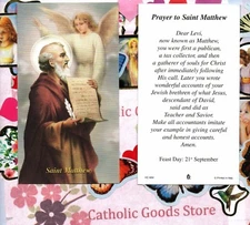 St. Matthew with Prayer to Saint Matthew  - Paperstock Holy Card - RA