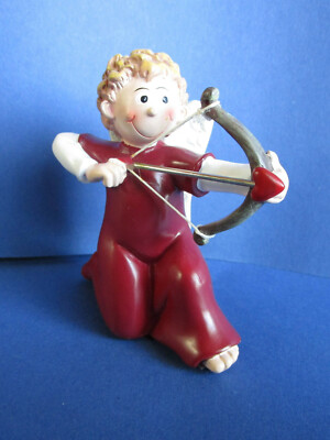 Gilde Handwerk Schutzengel Engel Amor rot mit Schutzbrief Neu H. 8 cm