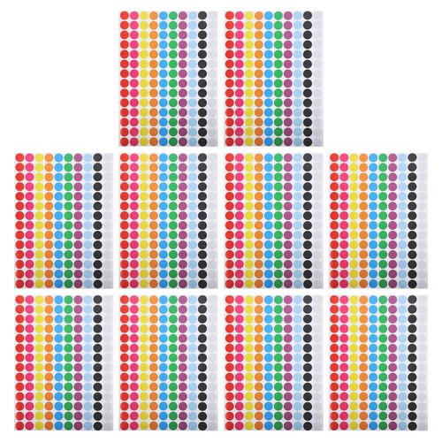 10 Sheets Dot Stickers Round Transfers Decals Color Sorting Circles