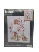 Janlynn Girl With Cosmos Counted Cross Stitch Kit #29-18 Design by Nancy Cole