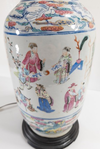 Antique Chinese 19th C. Doucai Famille Rose Table Lamp Vase - Picture 13 of 24