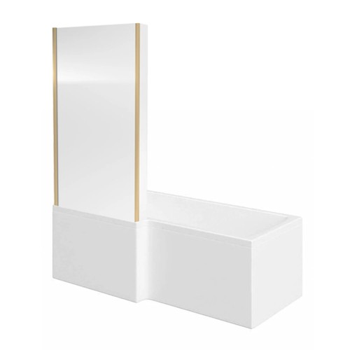 1700mm L Shaped Bath, Panel,Brushed Brass Screen,Toilet,Basin,Waste,Bathroom Set - Picture 9 of 17