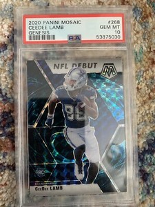 2020 PANINI MOSAIC CEEDEE LAMB #268 GENESIS COWBOYS ROOKIE RC PSA 10 GEM MT