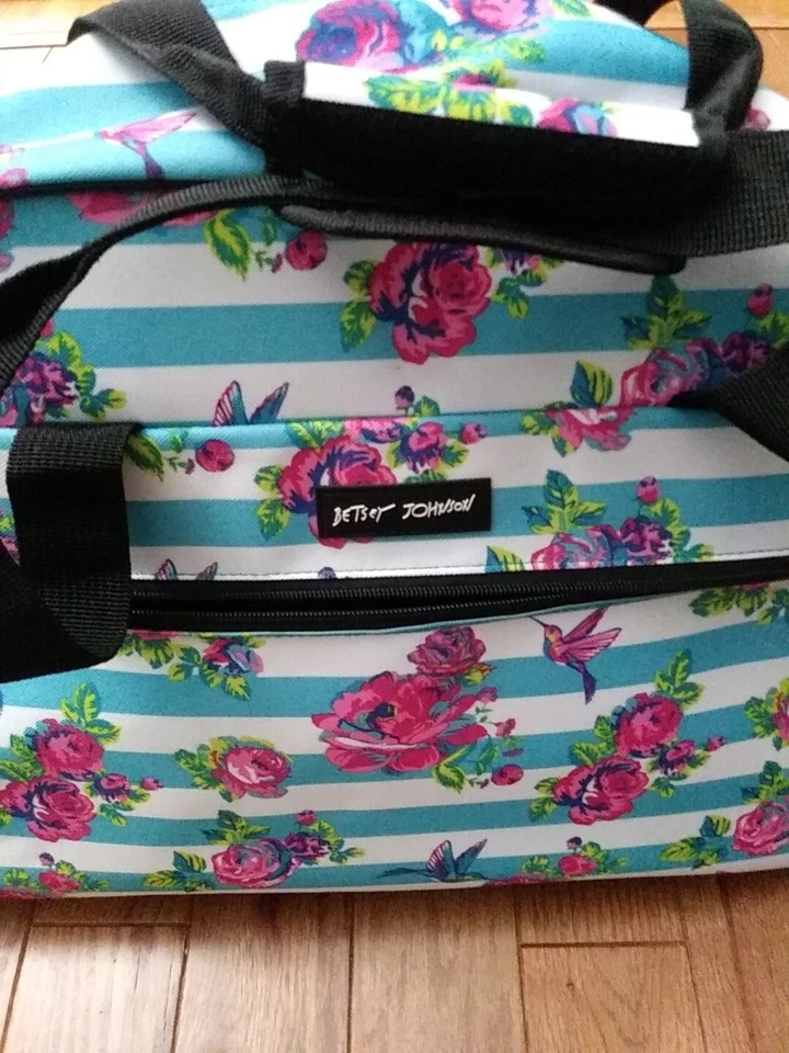 Betsey Johnson Designer Carry-On Luggage Roller Duffle Bag 22” Striped, NEW - Image 2 of 4