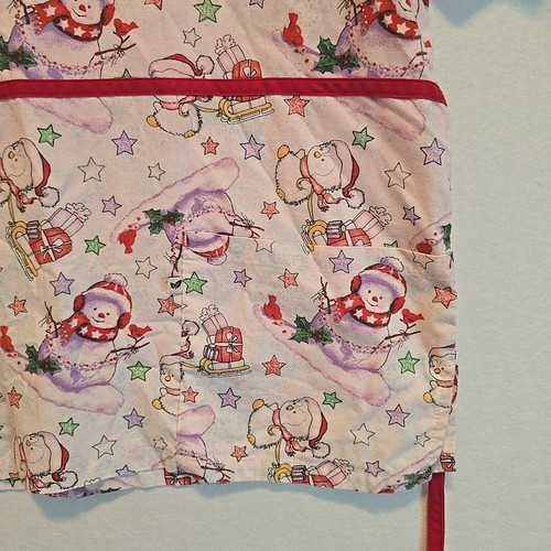 Pepermint Scrubs Top Christmas Snowman Penguin Stars Kitsch Nurse Red Size L - Picture 5 of 11