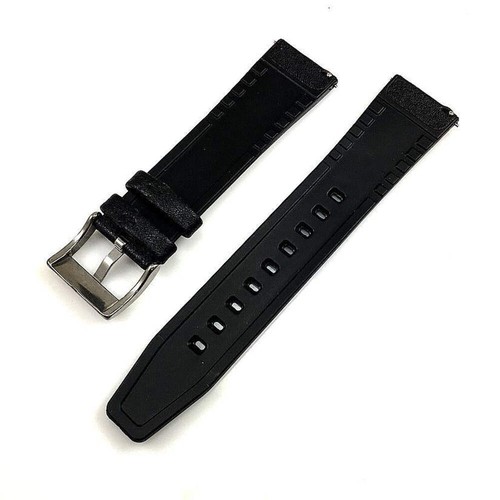 Correa de reloj de cuero negra correa de liberación rápida con hebilla de acero plateado #1511 - Imagen 6 de 58