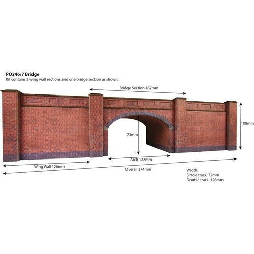 Metcalfe PO246 -Red Brick Double Track Bridge Die Cut Card Kit 00 Gauge POD Post - Picture 3 of 10
