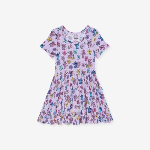 Posh Peanut Stitch Angel Twirl Dress 3-4T Ruffled Disney Short Sleeve Tropical - Picture 2 of 8