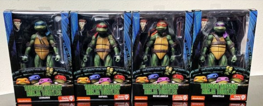SET OF 4 NECA TMNT TEENAGE MUTANT NINJA TURTLES 90'S FIGURES GAMESTOP NEW SET OF 4 NECA TMNT TEENAGE MUTANT NINJA TURTLES 90'S FIGURES GAMESTOP NEW
