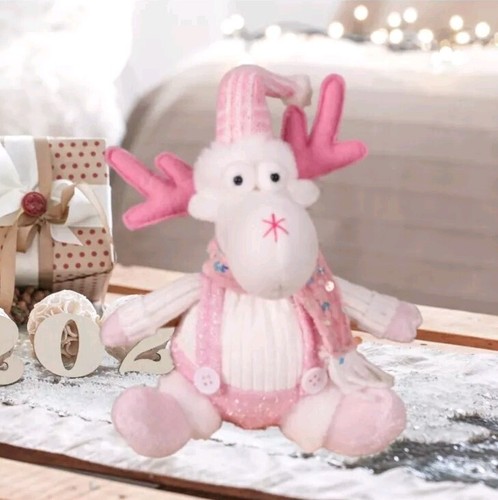 Pink Reindeer Plush Toy – 9.84" Tall | Soft Stuffed Animal | Cute Holiday Gift
