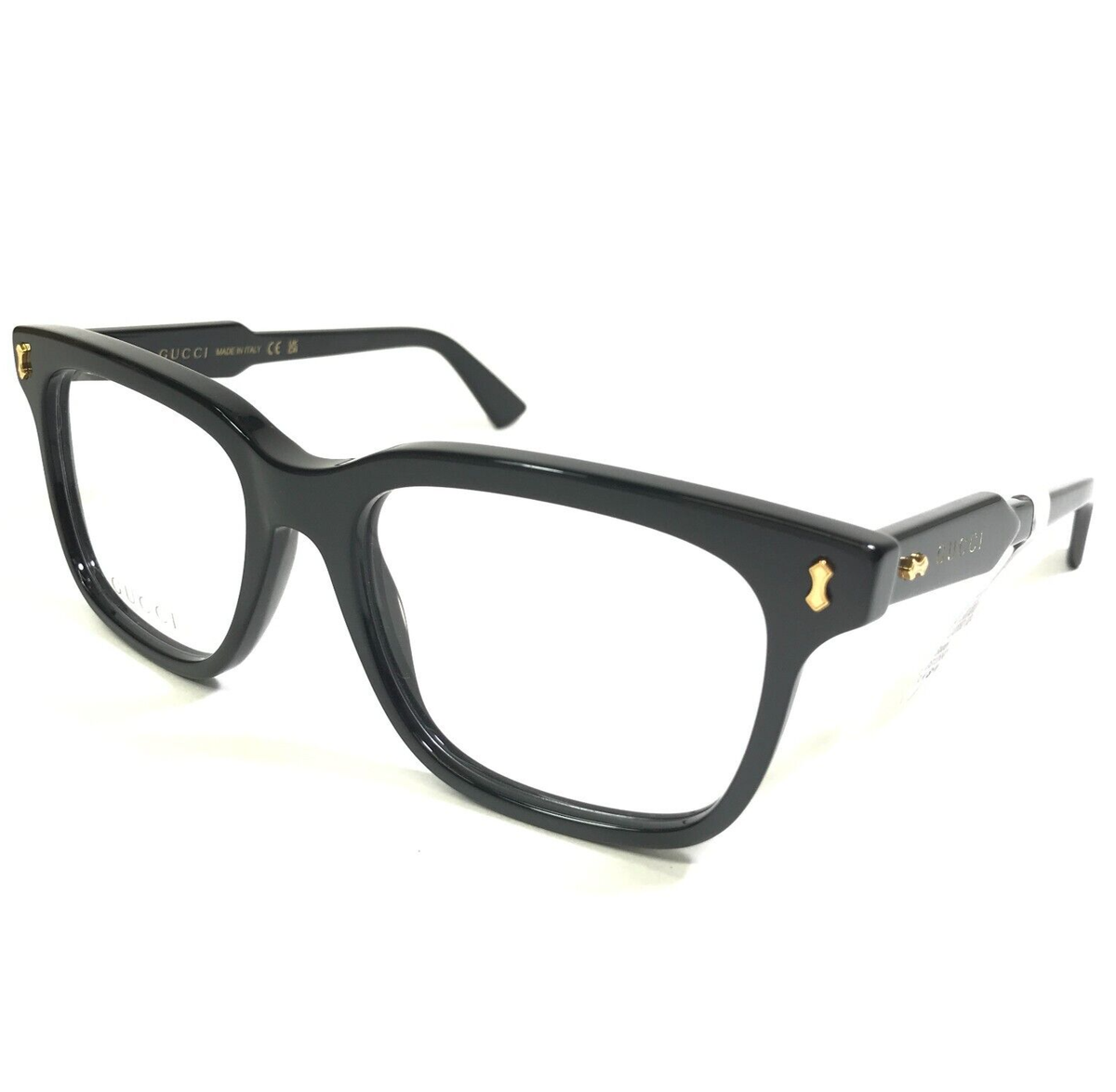 メガネ Gucci GG1265O 004 Luxury Square Horn Frame, Large Gucci Eyeglasses Frames GG1265O 004 Polished Black Gold