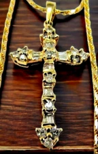 14k Solid Gold Petite Diamond Cross Necklace 18"L  SALE-SAVE 750.  #1130