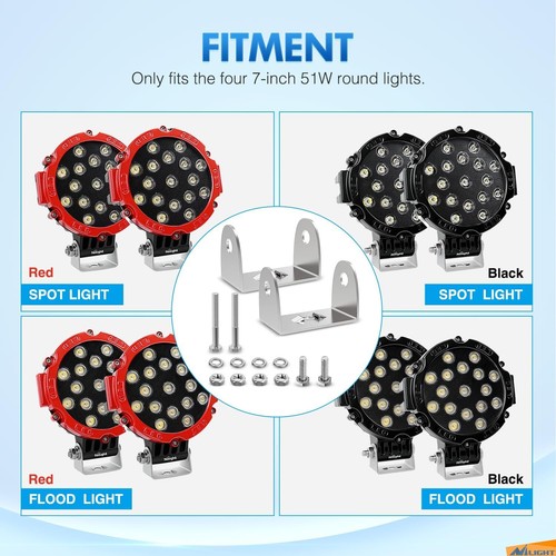 Nilight Adjustable Mount Bracket Kits Stainless Steel for 7Inch 51W Light Pod - Picture 6 of 8