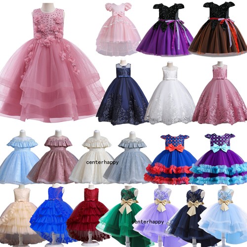 Chirstmas Kids Girls Flower Tutu Dress Wedding Party Bridesmaid Princess Dresses - Picture 3 of 146