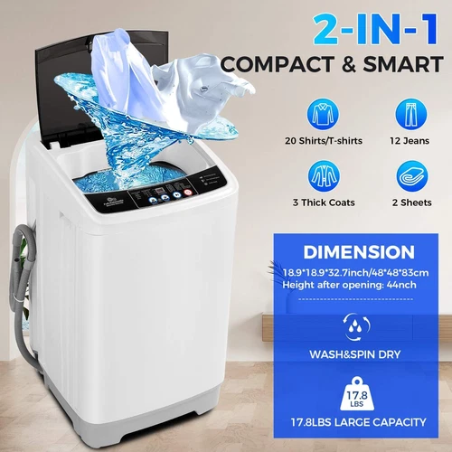Portable Washing Machine 17.8/15.6Lbs Large Capacity Washer Machine Home, Dorms@