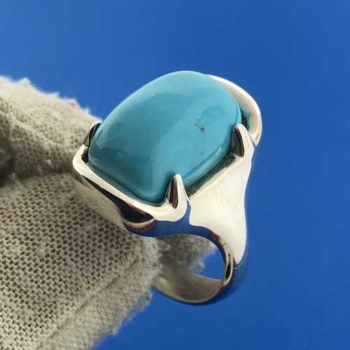 Designer Milor Italy 950 Silver Turquoise Statement Dome Ring - Picture 4 of 6