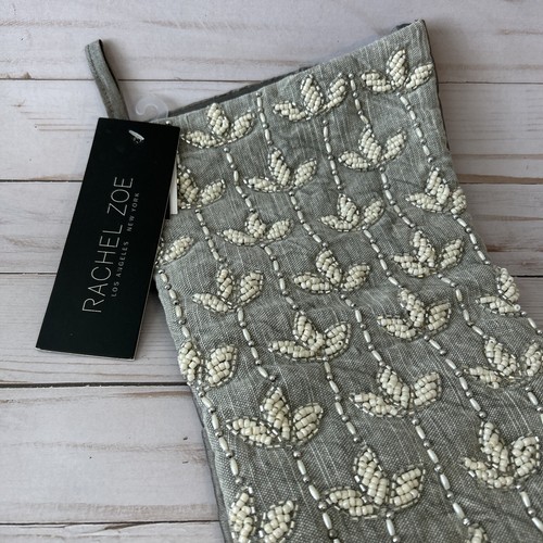 Rachel Zoe verzierter SILBER creme Luxus funkelnder Weihnachtsstrumpf NEU  - Bild 2 von 14