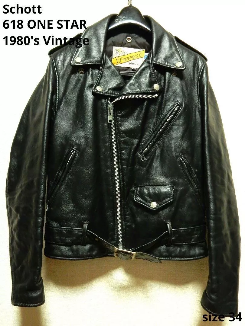 Schott Perfecto Double Leather Riders Jacket Size 34 One Star Made in USA
