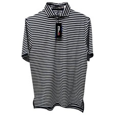 RLX Polo Ralph Lauren Navy Gray White Striped Short Sleeve Wicking Shirt 98