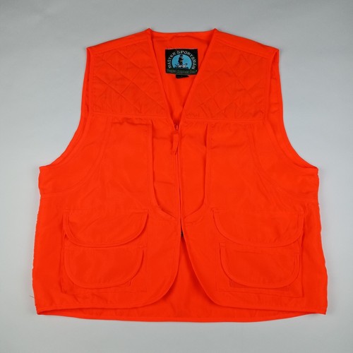 Master Sportsman Bird Hunting Vest Sleeveless Orange Men's Size Large Zip Up