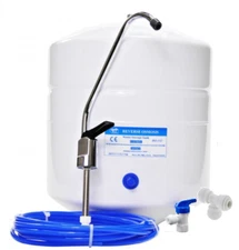 Reverse Osmosis Storage Tank 3.8 Gal w Shut Off Valve, all fittings & SS Faucet