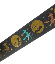 Sticker / Masking / Washi Tape - Halloween Witches and Gold Foil Moons