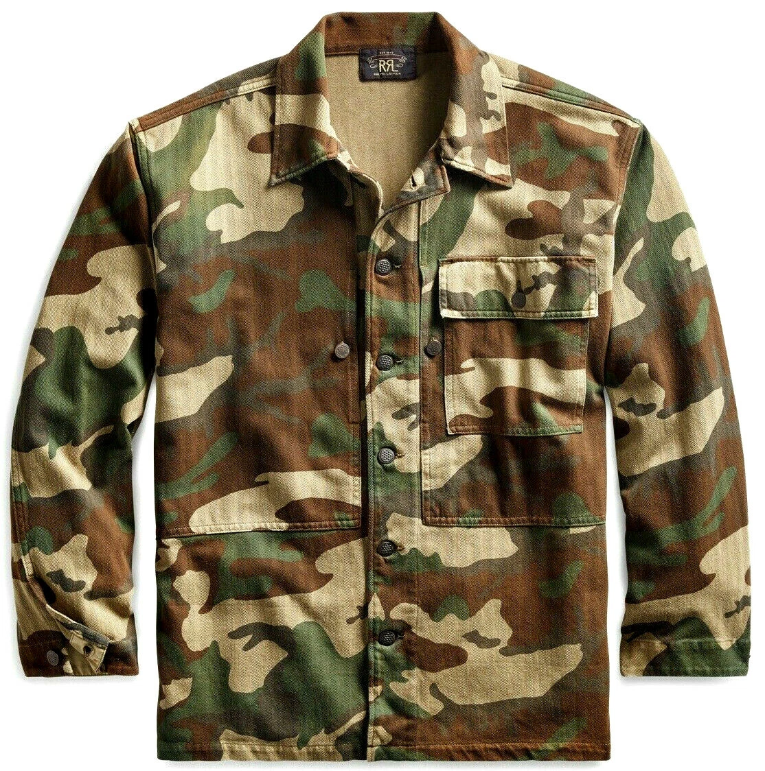 POLO RALPH LAUREN RRL CAMO 13STAR MILITARY HBT USMC P-44 JERSEY SHIRT JACKET$395