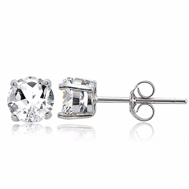 925 Sterling Silver 2ct White Topaz Stud Earrings Ebay 925 Sterling Silver 2ct White Topaz Stud Earrings