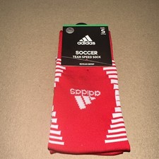 adidas Soccer Team Speed Sock 1 Pair , Red/White, Small / Youth 13C-4Y