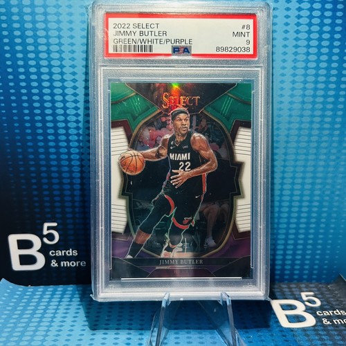 2022-23 Select Basketball Jimmy Butler Green White Purple Prizm #8 PSA 9 - Picture 1 of 2