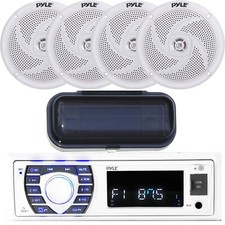 PLRMR23BTW Marine In Dash Radio MP3 Player USB AUX Stereo, 4x Speakers, Cover
