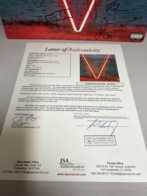 MAROON 5 - V SIGNED VINYL RECORD LP - ADAM LEVINE +5 JSA COA