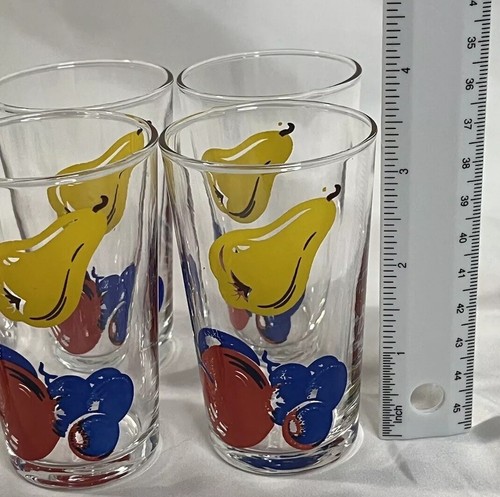 Libbey Saftgläser Obstmuster Birne Apfel Heidelbeere sicherer Rand Set/6 Vintage - Bild 14 von 17