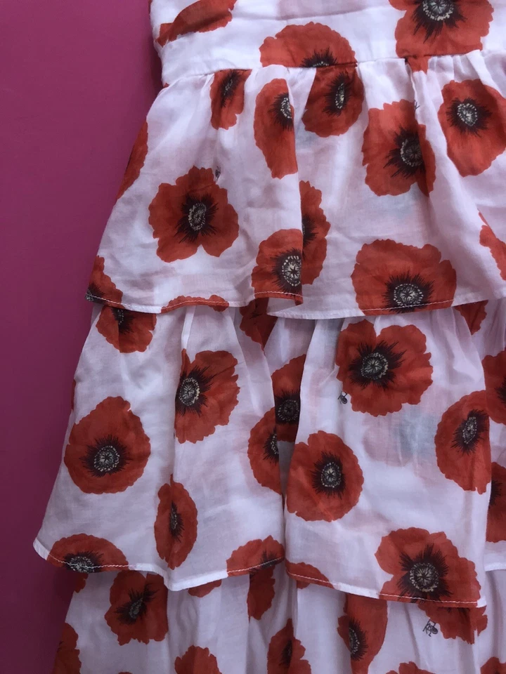 KENZO KIDS Vestito abito bambina bianco fantasia papaveri Tg 8 Anni Cotone - Immagine 4 di 4