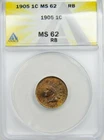 1905 Indian Head Cent | ANACS MS62 RB - Toned, High Grade Gem