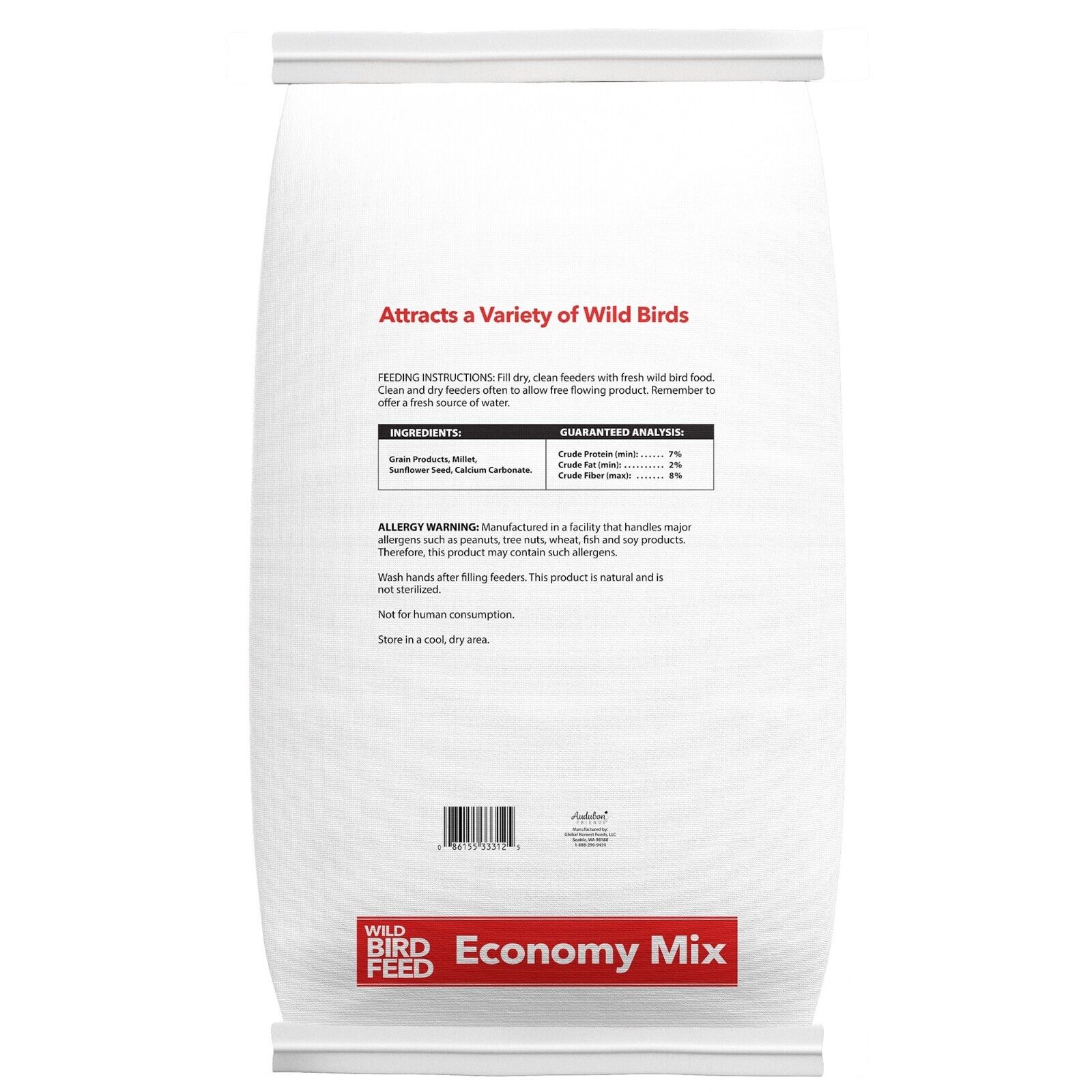 2 Packs Global Harvest Foods Economy Mix Wild Bird Feed, Dry, 40 lb. Bag