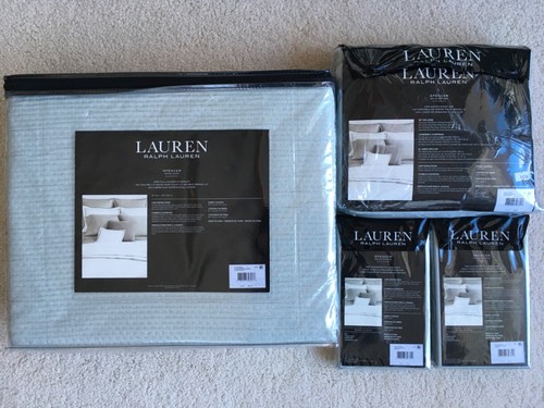 CUBIERTA COMPLETA/REINA RALPH LAUREN SPENCER, JUEGO DE SÁBANAS DE REINA Y 4 ESTUCHES EN SAGE ¡NUEVO! - Imagen 2 de 15