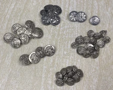 Vintage 45 Various Metal Buttons 36 Waterbury Co Military & 1 Norwegian Reindeer