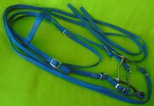 COMPLETE Very NICE Double Stitched Nylon Western Bridle Set~Reins~Bit~NEW Cond