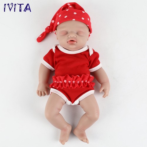 IVITA 12'' Eyes Closed Silicone Reborn Baby Girl Floppy Newborn Silicone Doll - Picture 5 of 11